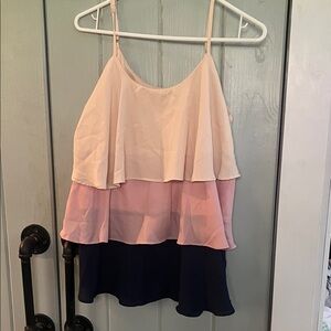 Andree Layered Chiffon Camisole in Cream, Pink & Navy